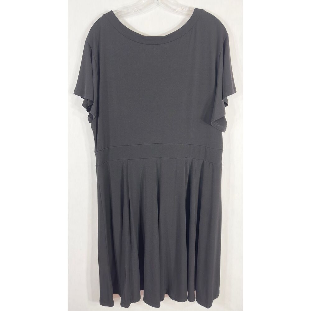 Torrid Plus Size 1X Dress Solid Black Jersey Knit Skater Short Sleeve‎ Knee 504 - Picture 5 of 11